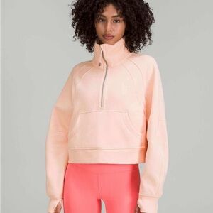 Lululemon Scuba.  Peach Half-Zip. Oversized funnel neck
